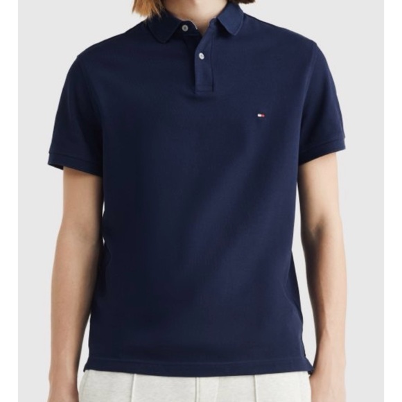 TOMMY HILFIGER • Navy Blue Classic Short Sleeve Polo Shirt - Picture 1 of 16